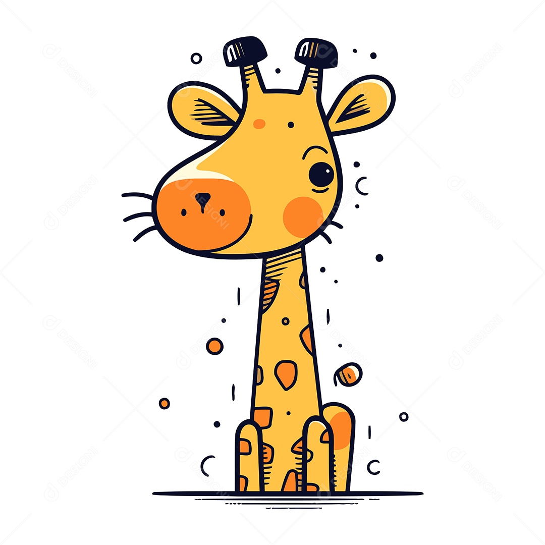 Girafa Fofa de Desenho Animado Ilustração Vetor EPS