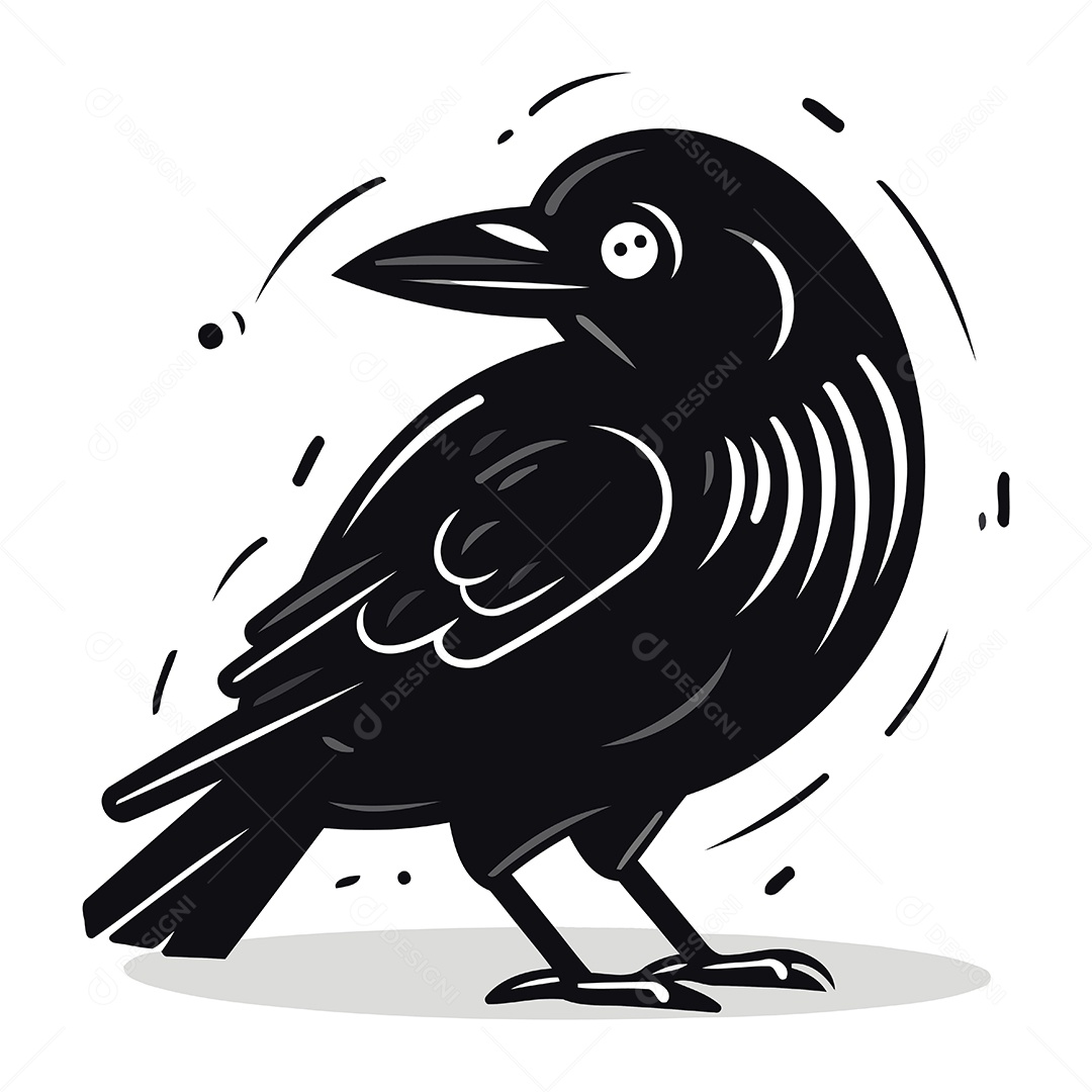 Corvo de Desenho Animado Ilustração Vetor EPS