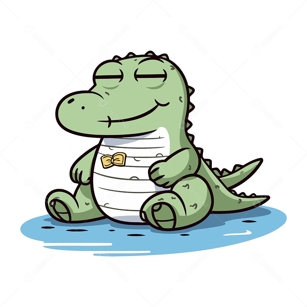 Crocodilo Fofo de Desenho Animado Ilustração Vetor EPS