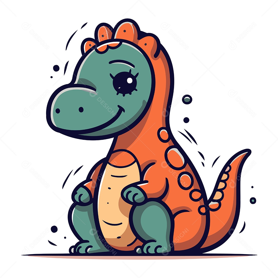 Dinossauro de Desenho Animado Ilustração Vetor EPS