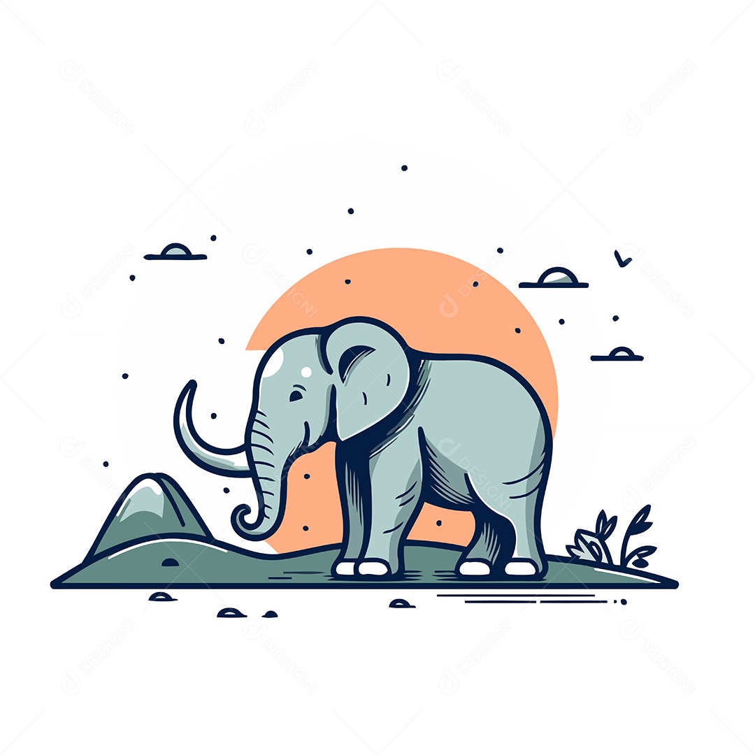 Elefante de Desenho Animado Ilustração Vetor EPS