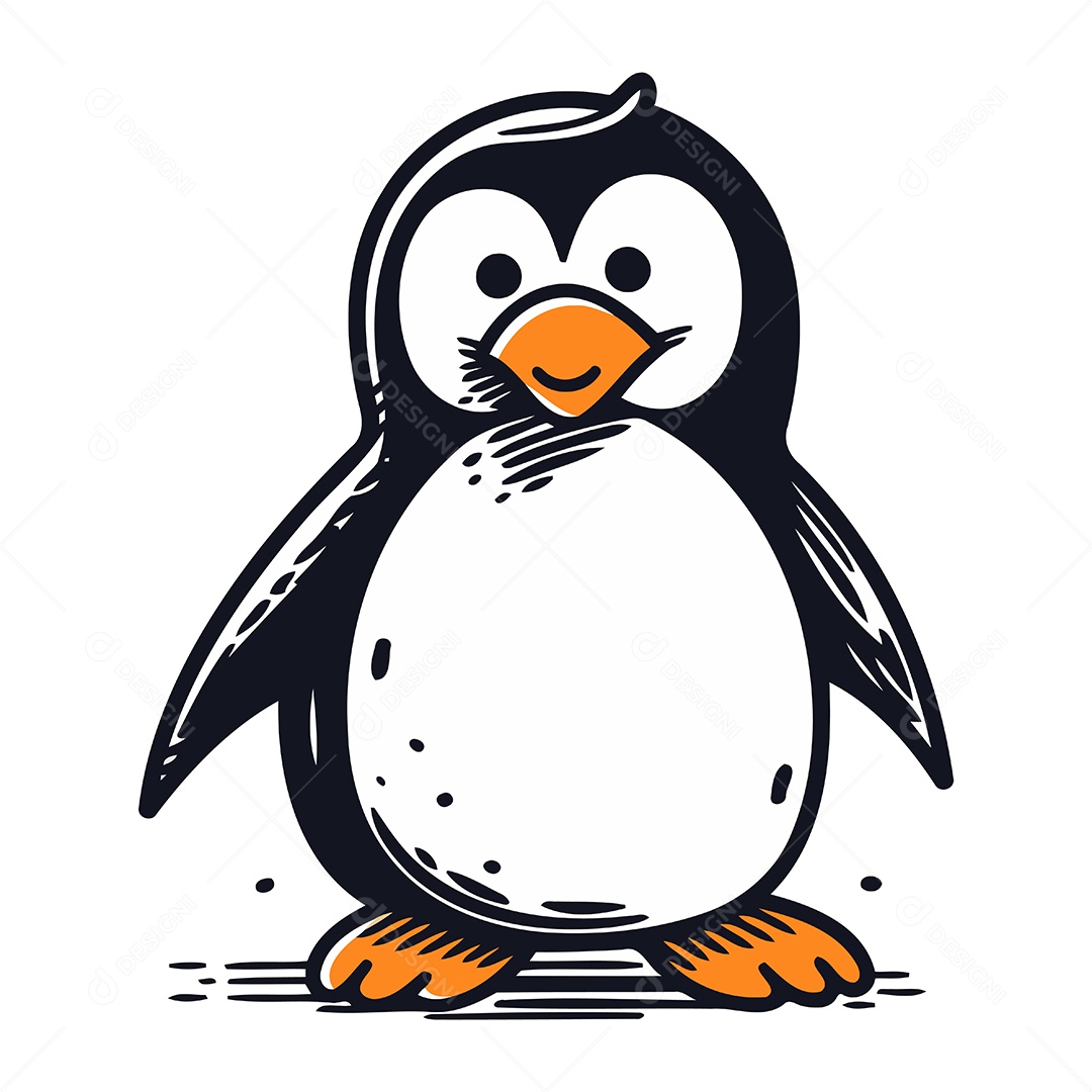 Pinguim de Desenho Animado Ilustração Vetor EPS