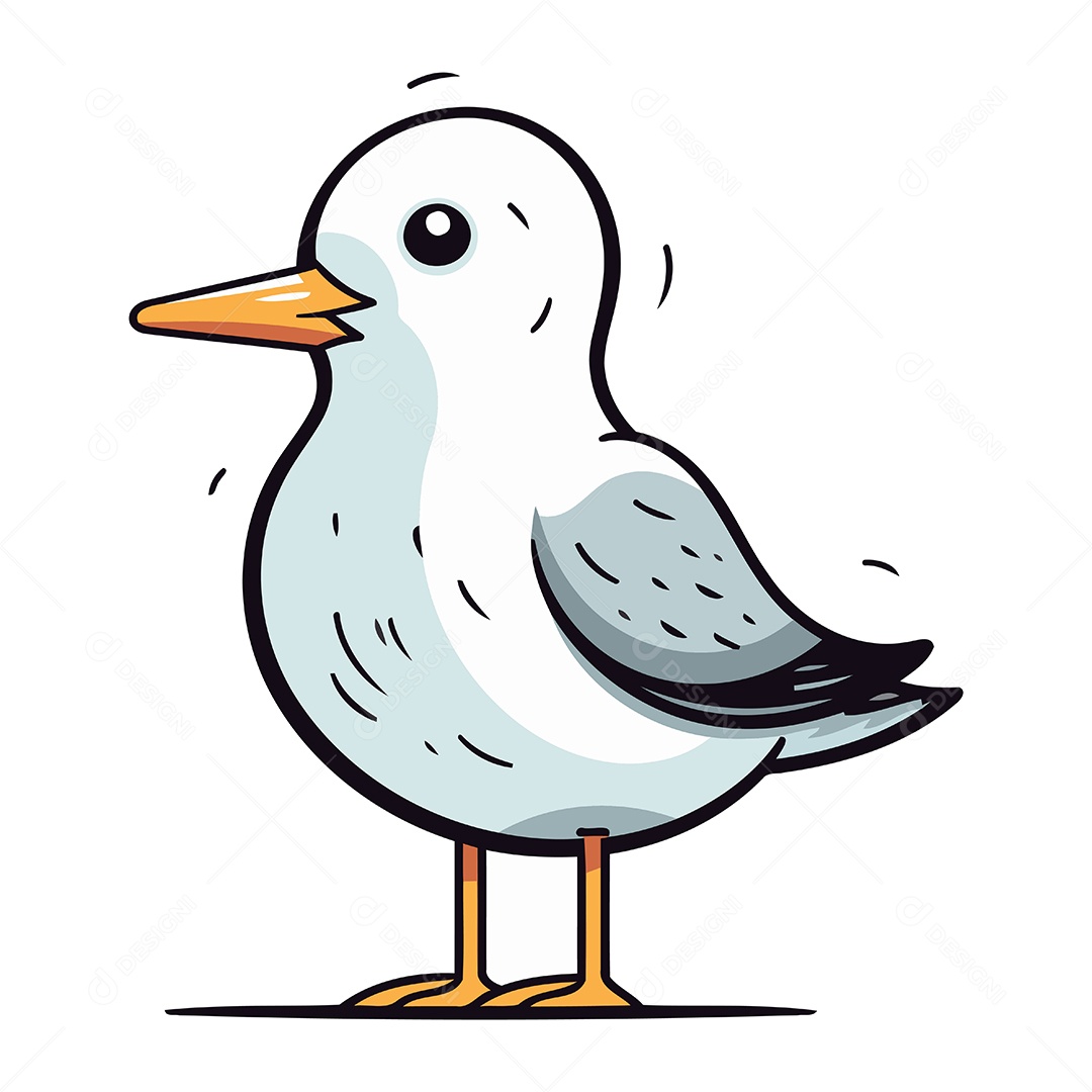 Gaivota Fofa de Desenho Animado Ilustração Vetor EPS