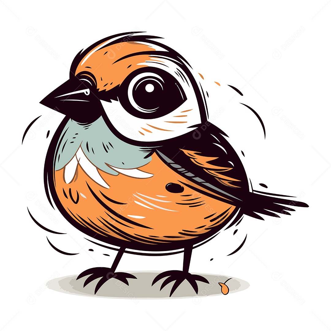 Pássaro Chapim Desenho Animado Ilustração Vetor EPS