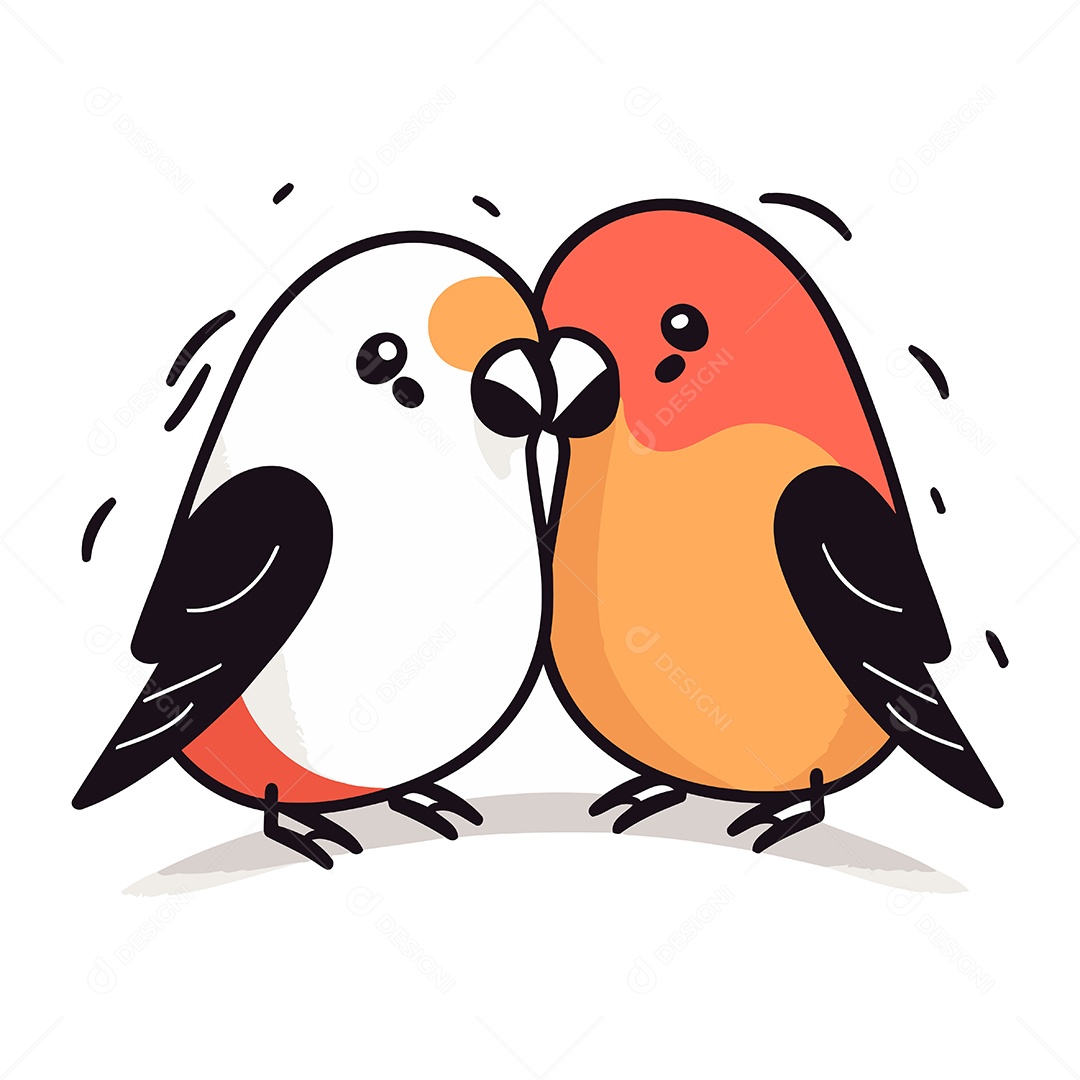 Casal de Pássaros Desenho Animado Ilustração Vetor EPS