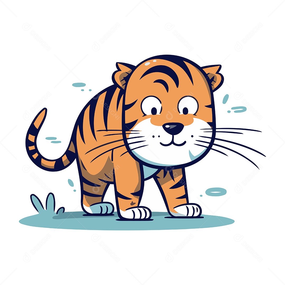 Tigre de Desenho Animado Ilustração Vetor EPS