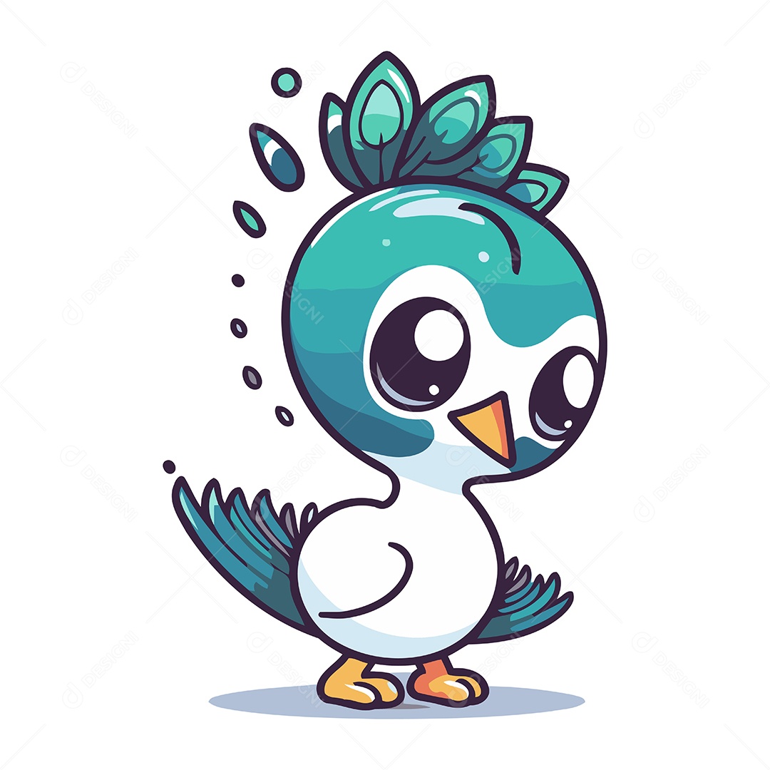 Pavão de Desenho Animado Ilustração Vetor EPS