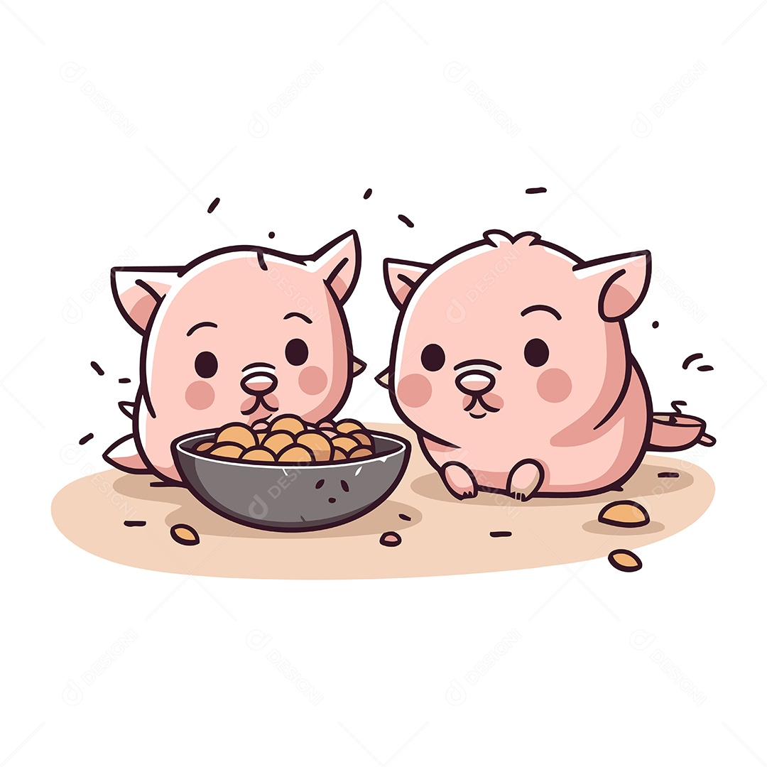 Porcos de Desenho Animado Ilustração Vetor EPS