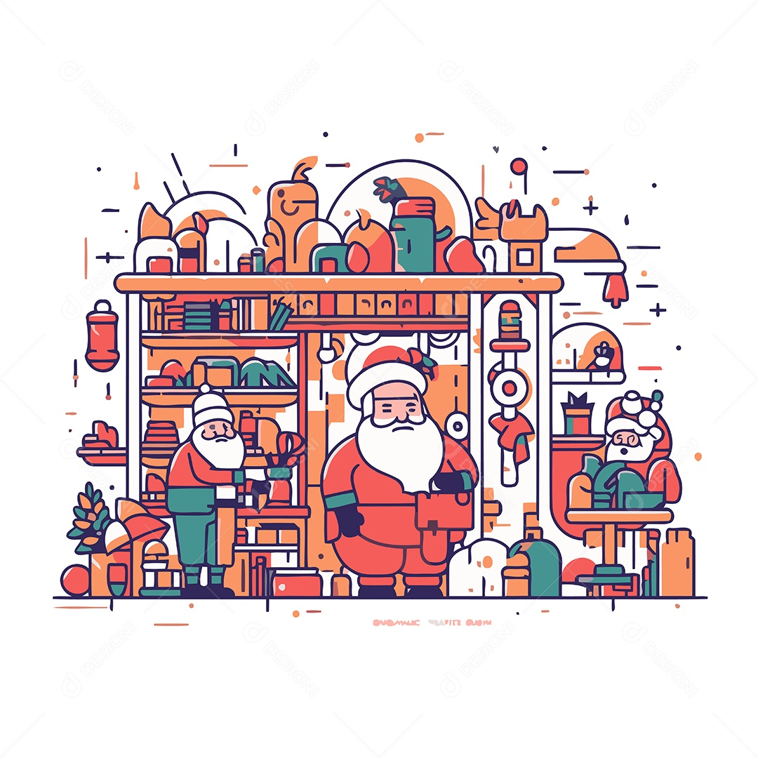 Papai Noel na Loja Ilustração Vetor EPS