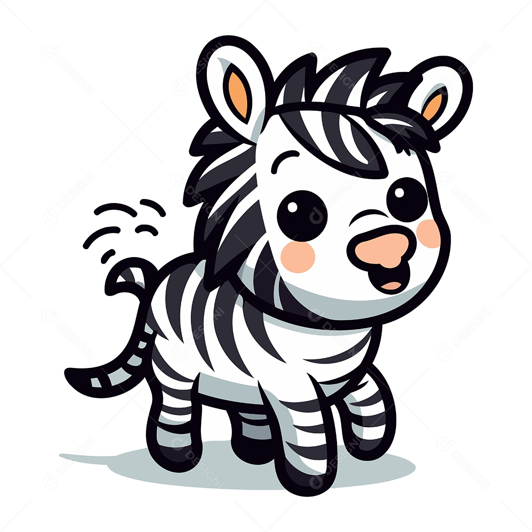 Zebra Fofa de Desenho Animado Ilustração Vetor EPS