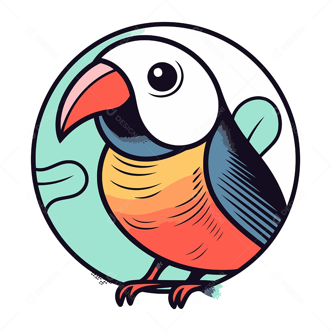 Tucano Fofo de Desenho Animado Ilustração Vetor EPS