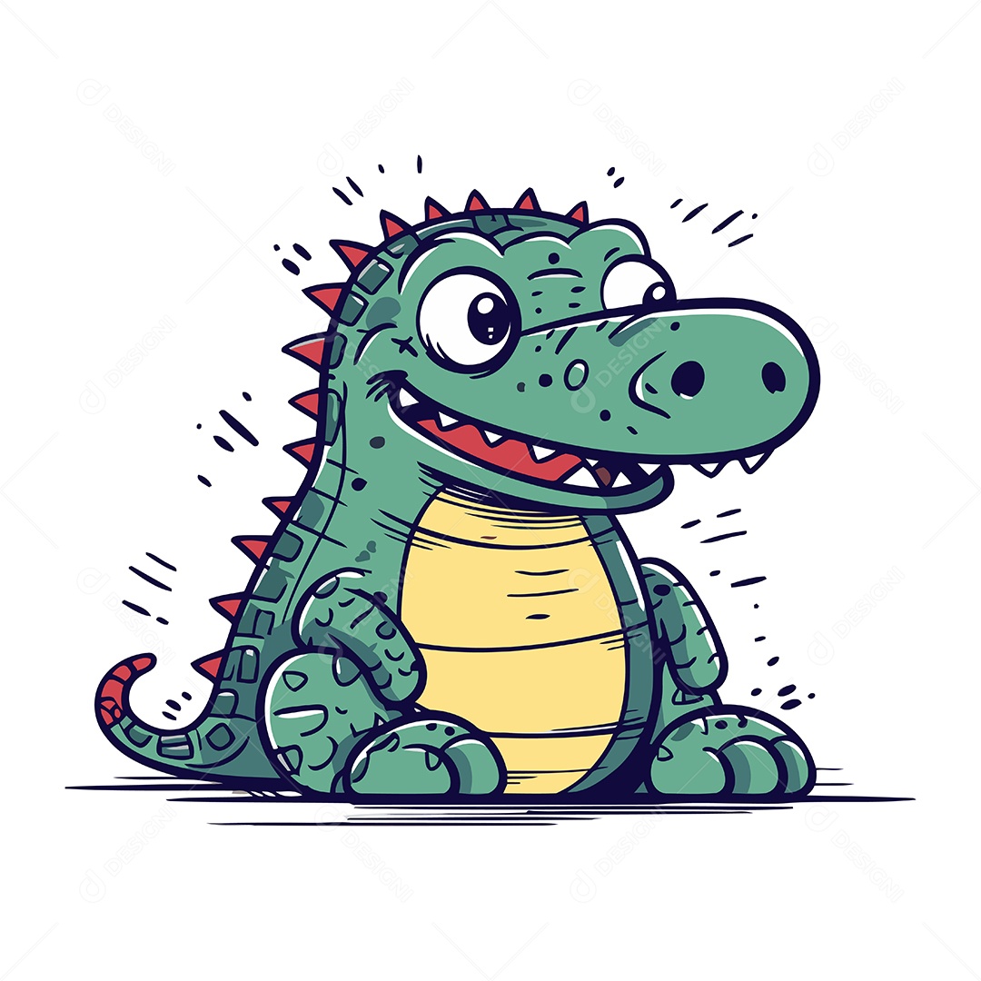 Crocodilo Fofo de Desenho Animado Ilustração Vetor EPS