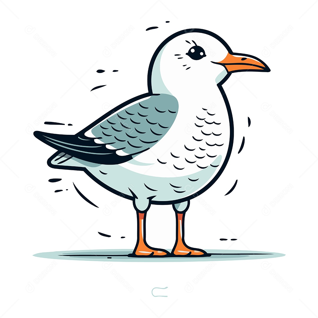 Gaivota de Desenho Animado Ilustração Vetor EPS