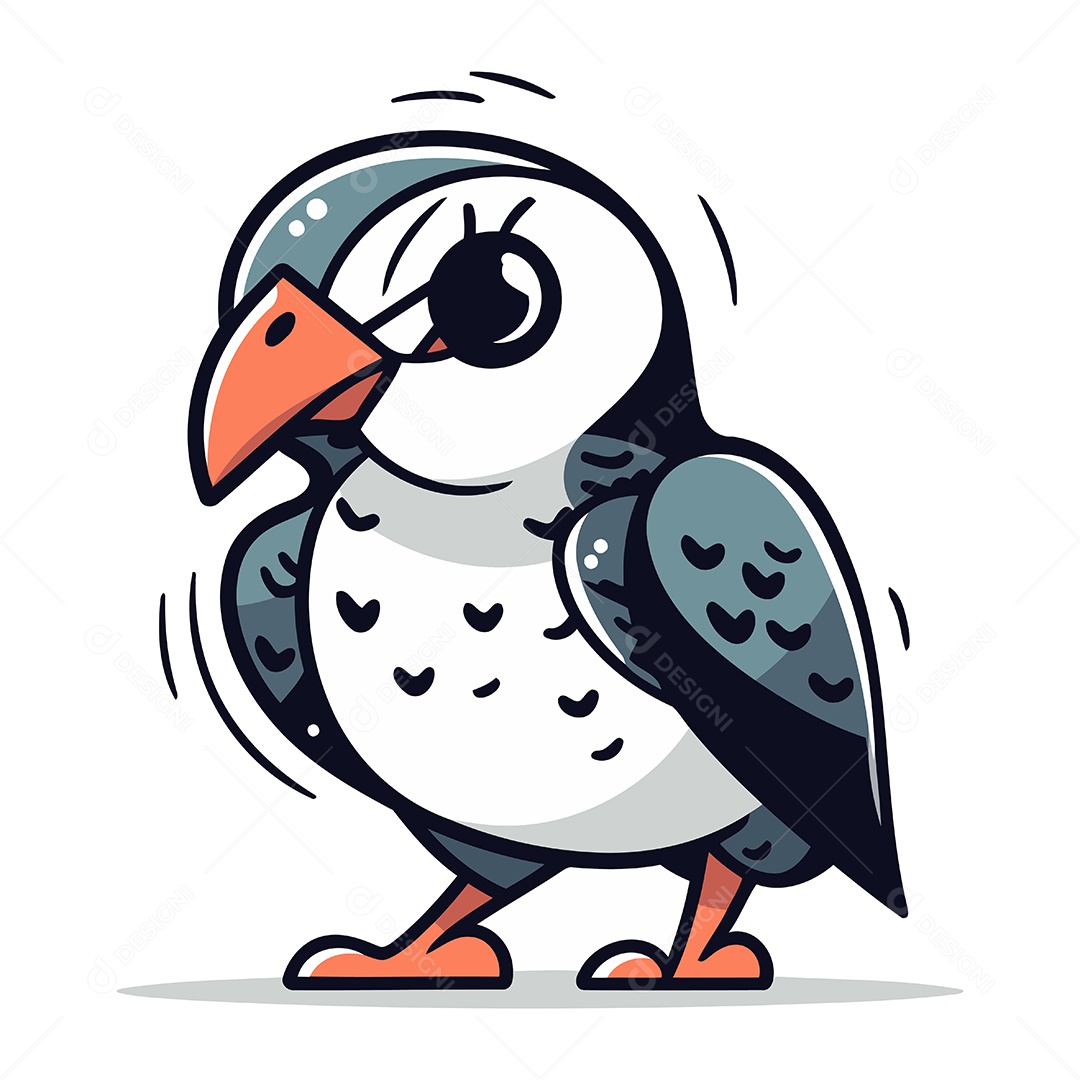 Papagaio do Mar Desenho Animado Ilustração Vetor EPS