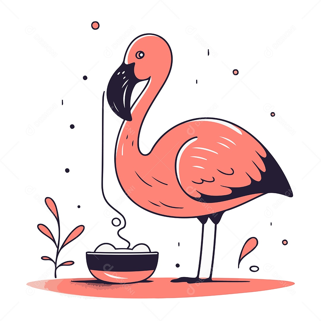Flamingo de Desenho Animado Ilustração Vetor EPS