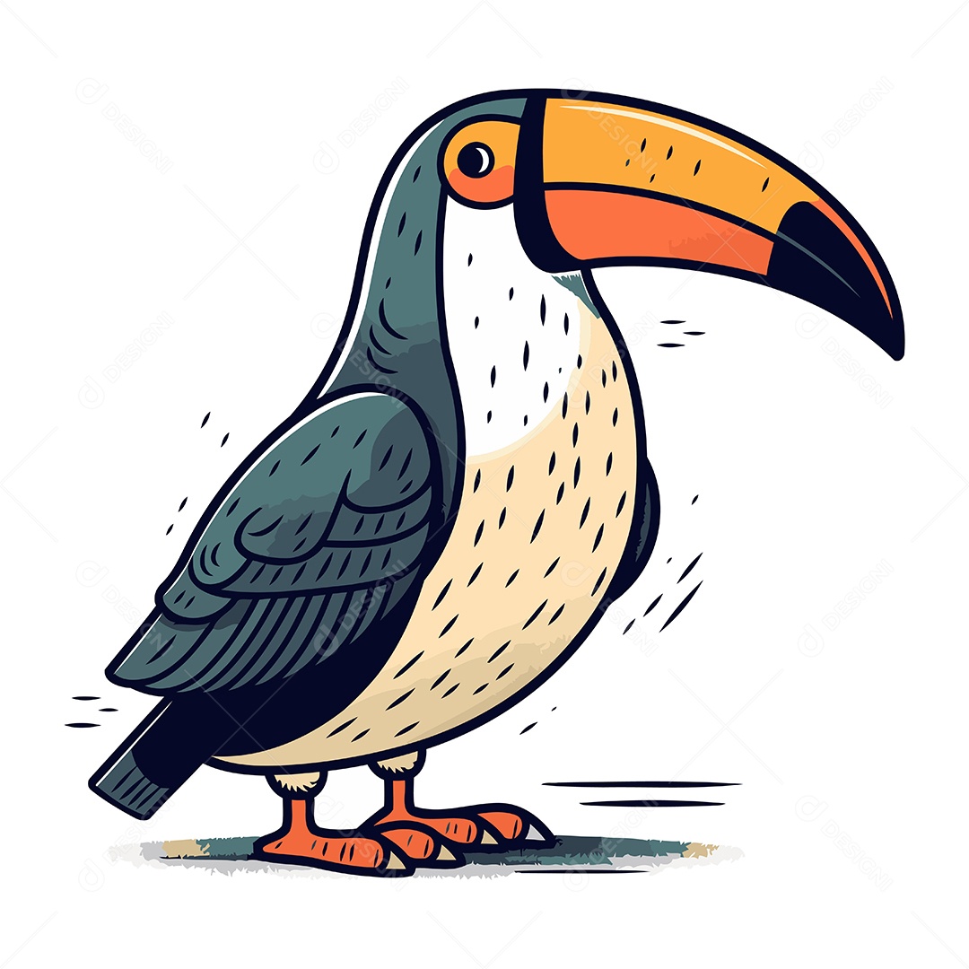 Tucano de Desenho Animado Ilustração Vetor EPS
