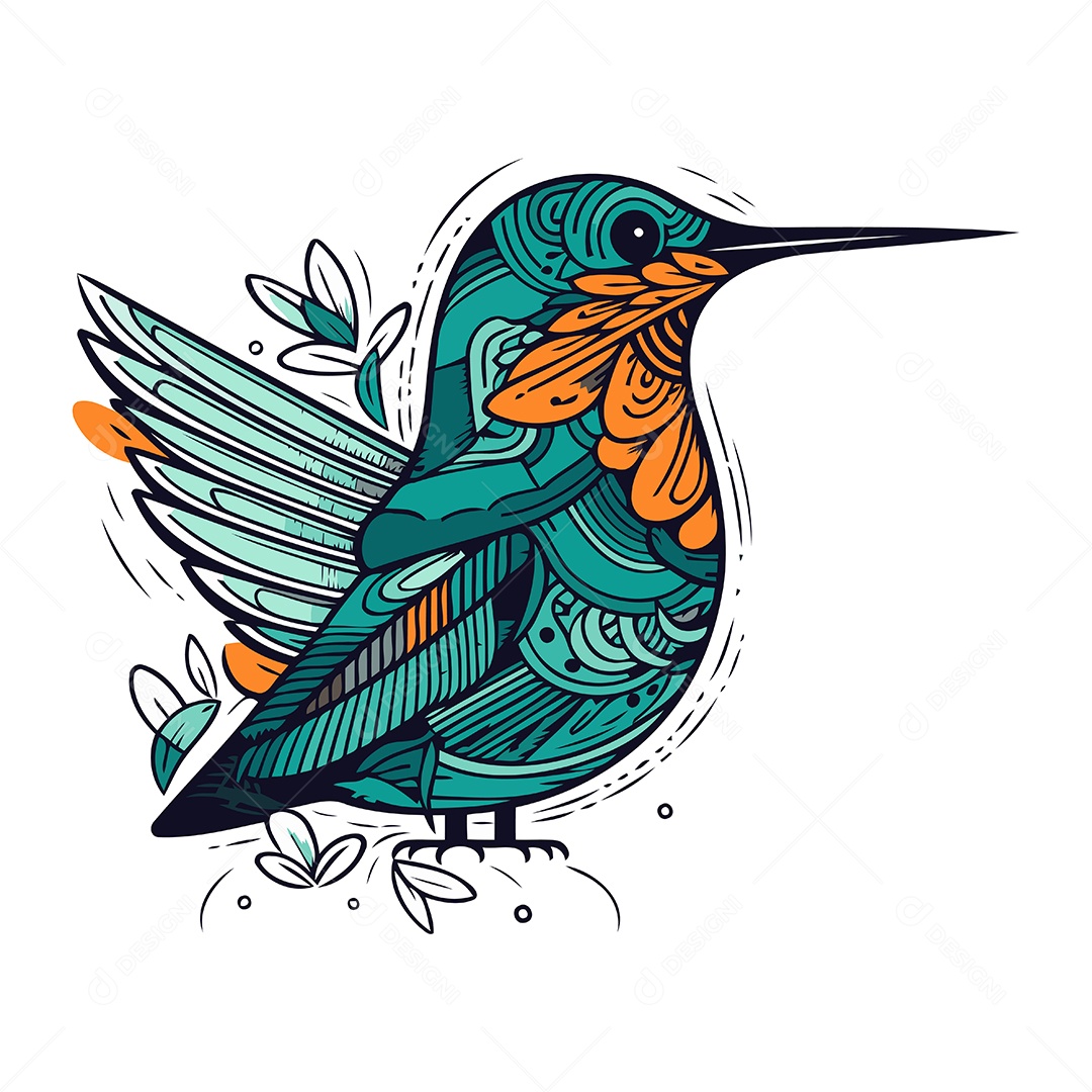 Beija Flor de Desenho Animado Ilustração Vetor EPS