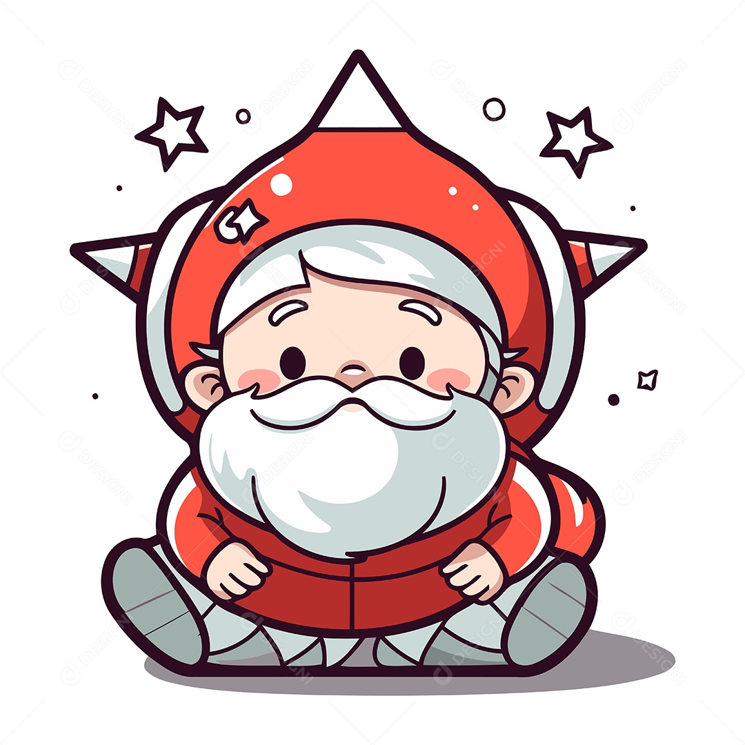 Papai Noel Fofo de Desenho Animado Ilustração Vetor EPS