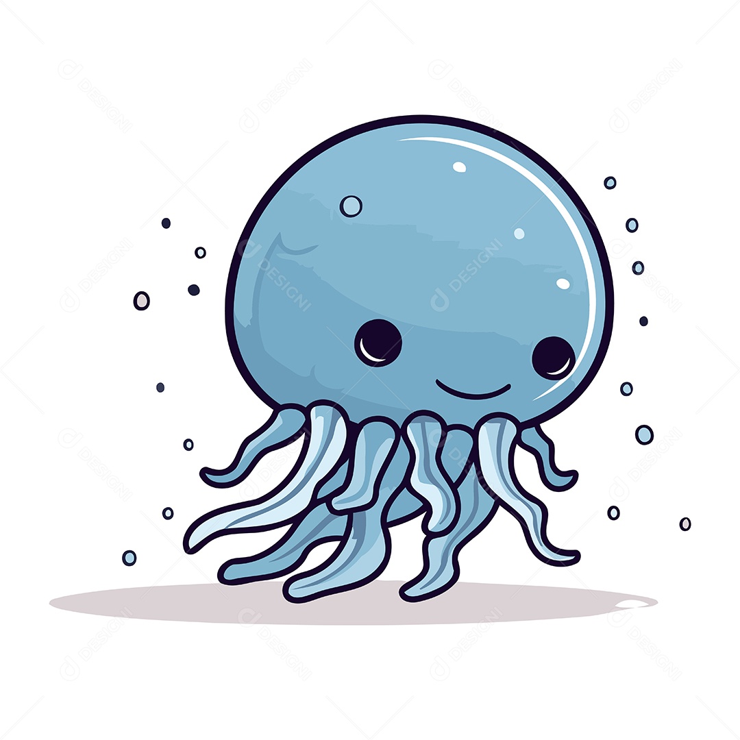 Água Viva Fofa de Desenho Animado Ilustração Vetor EPS