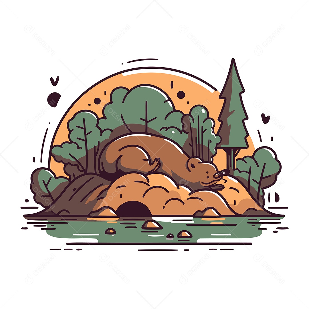 Castor de Desenho Animado Ilustração Vetor EPS