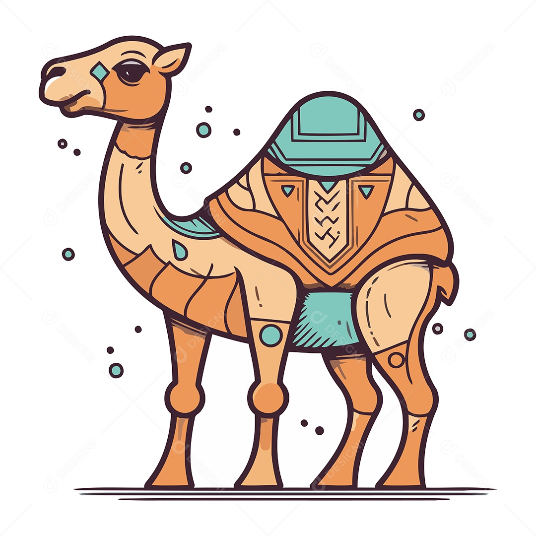 Camelo de Desenho Animado Ilustração Vetor EPS