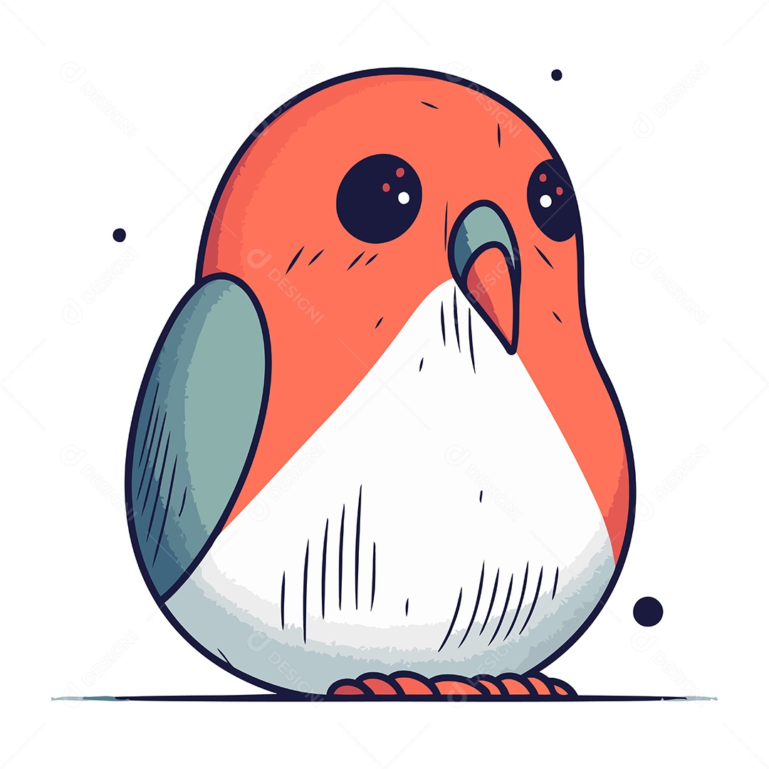 Passarinho Fofo de Desenho Animado Ilustração Vetor EPS