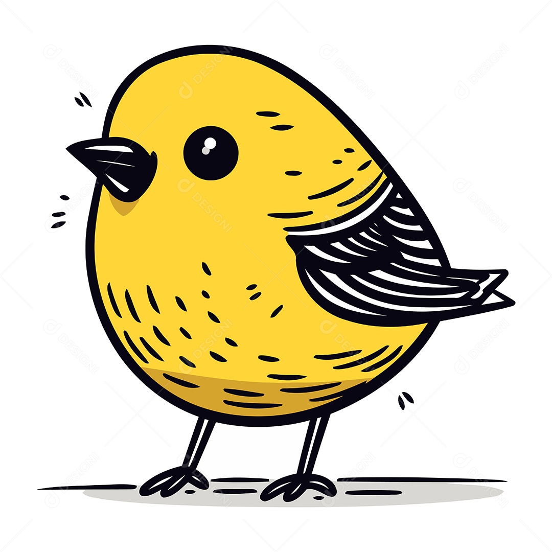 Passarinho Amarelo Fofo Ilustração Vetor EPS