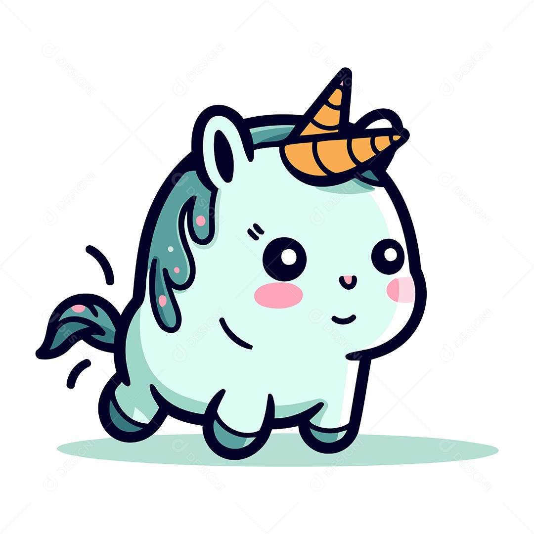 Unicórnio de Desenho Animado Ilustração Vetor EPS