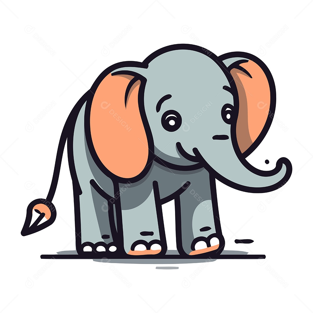 Elefante Fofo de Desenho Animado Ilustração Vetor EPS