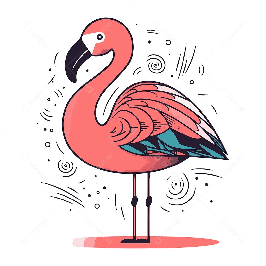 Flamingo de Desenho Animado Ilustração Vetor EPS