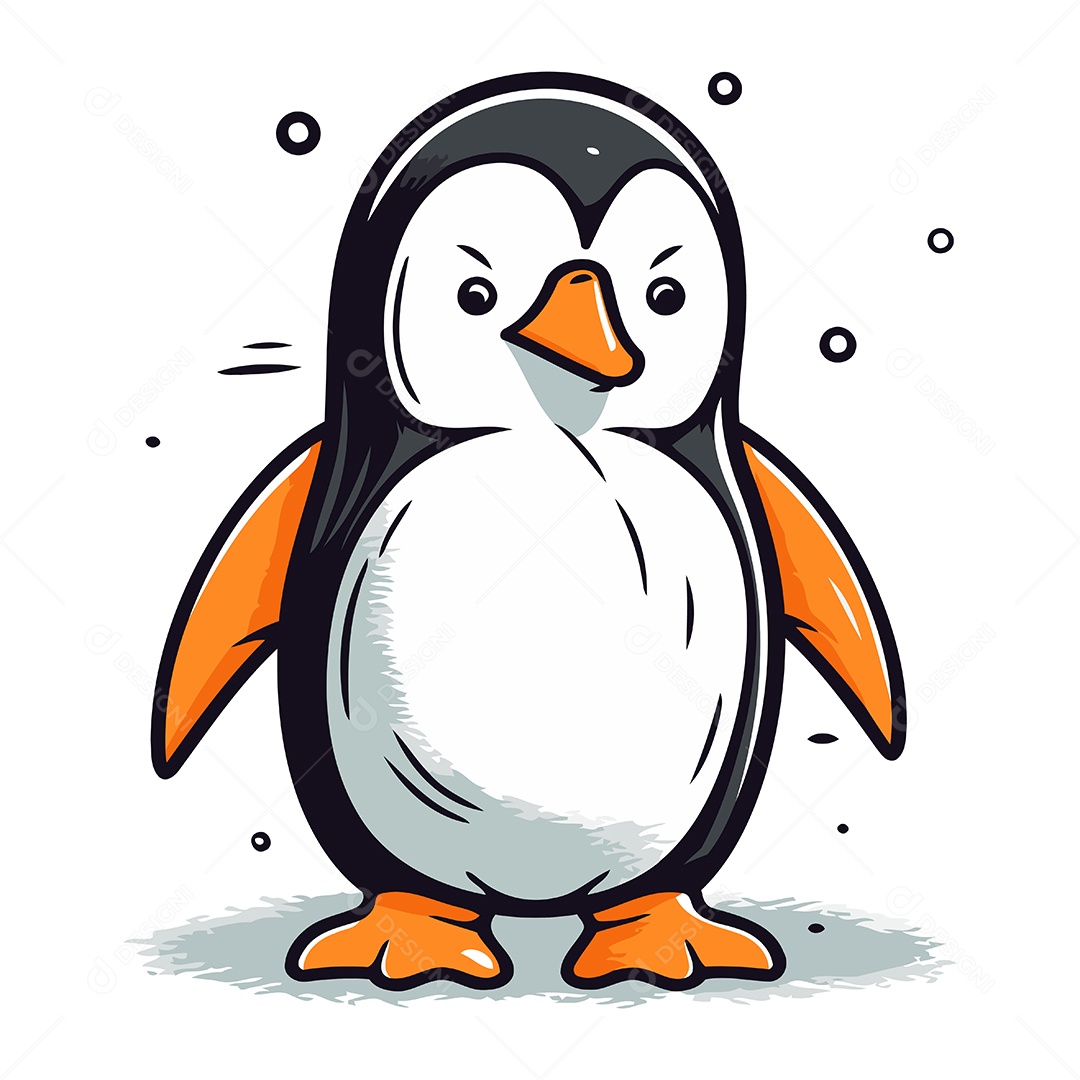 Pinguim de Desenho Animado Ilustração Vetor EPS
