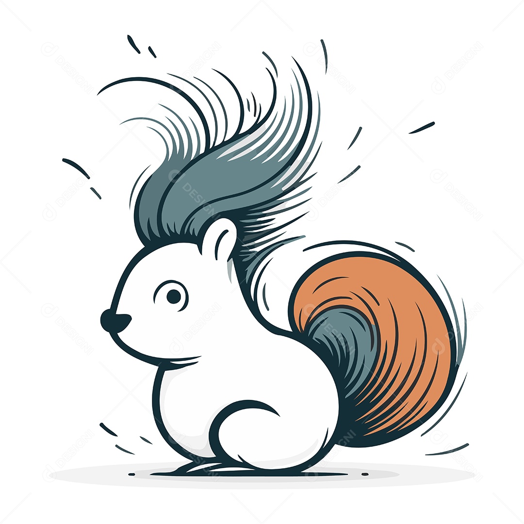 Esquilo Fofo com Cauda Longa Ilustração Vetor EPS
