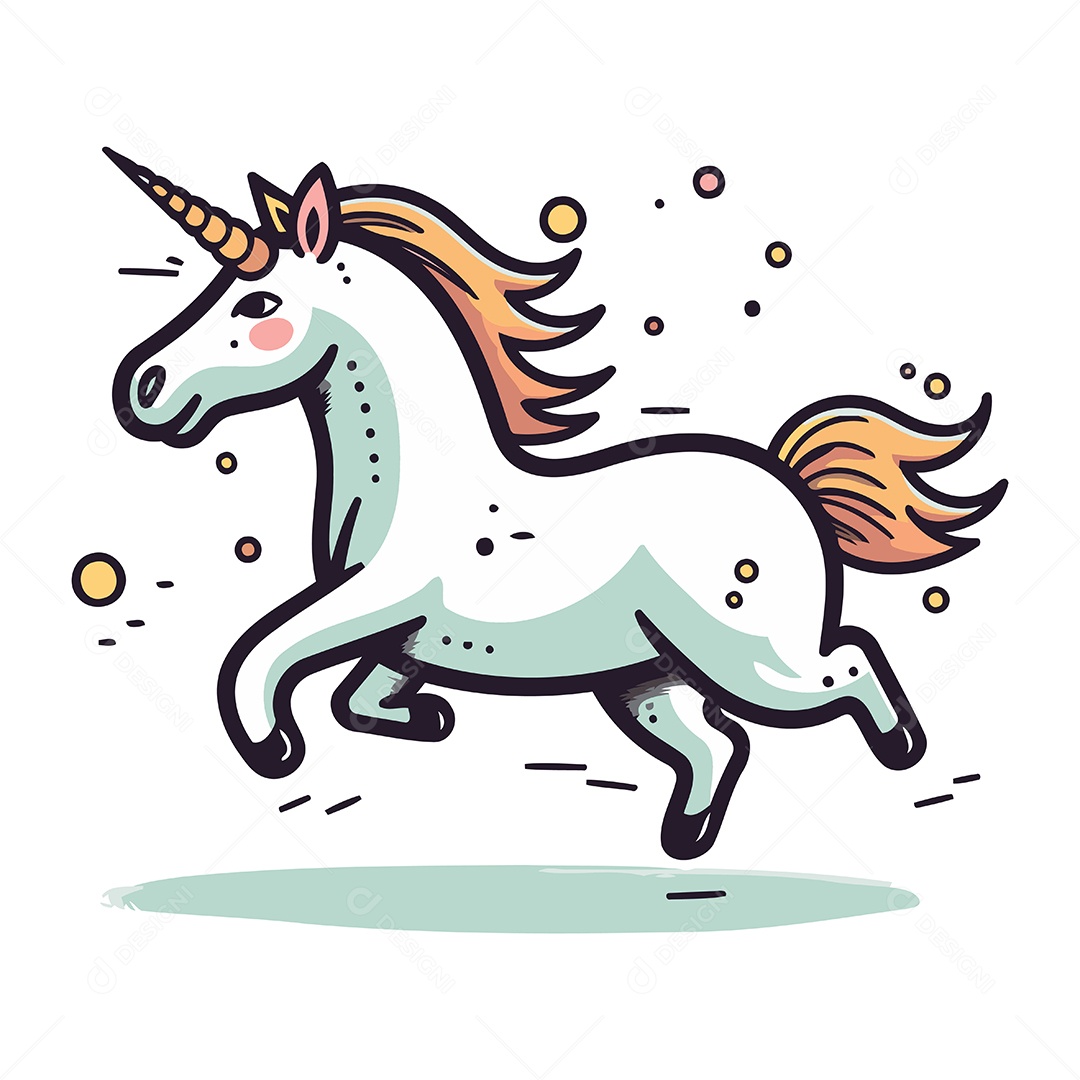 Unicórnio de Desenho Animado Ilustração Vetor EPS