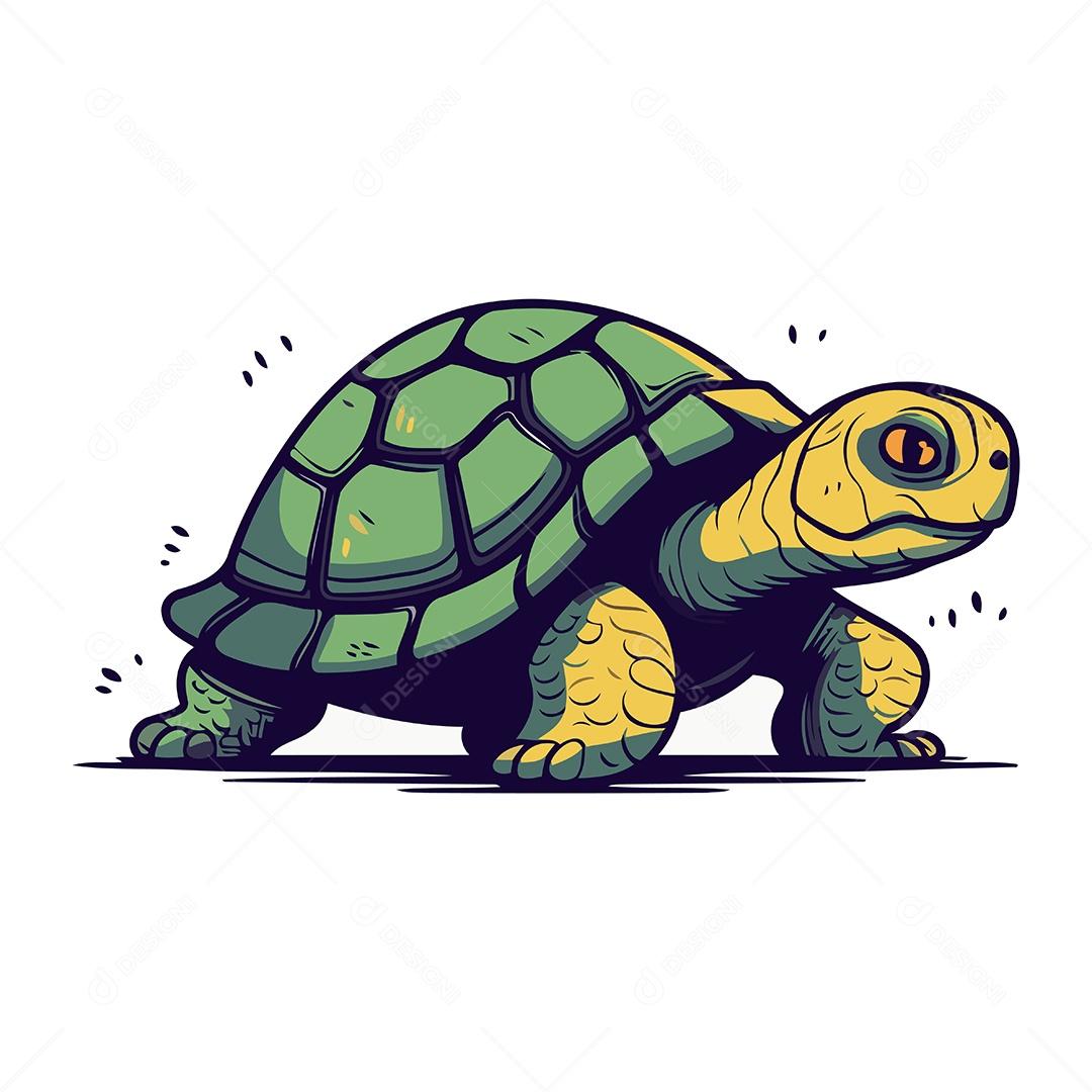 Tartaruga de Desenho Animado Ilustração Vetor EPS