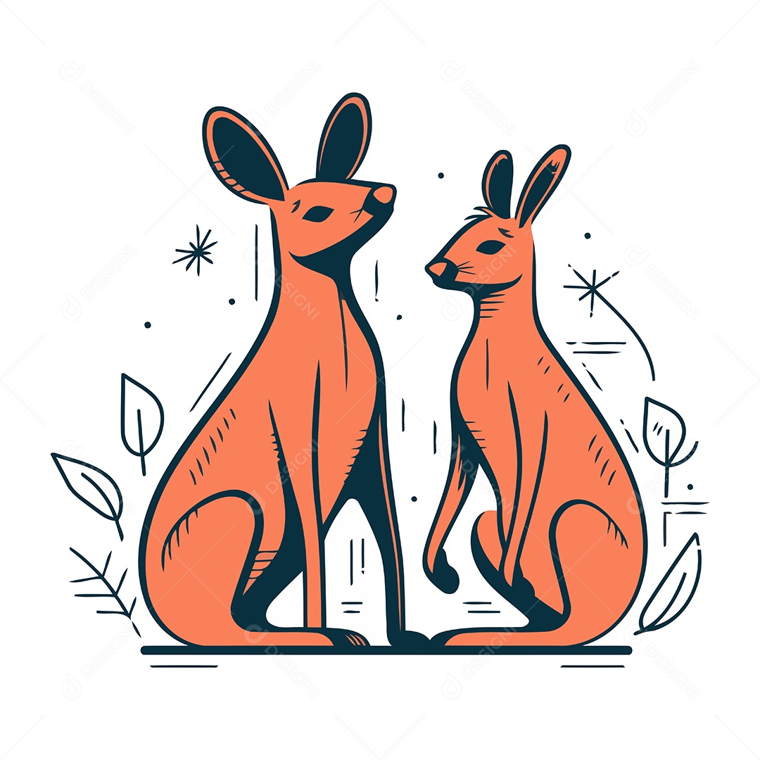 Cangurus de Desenho Animado Ilustração Vetor EPS