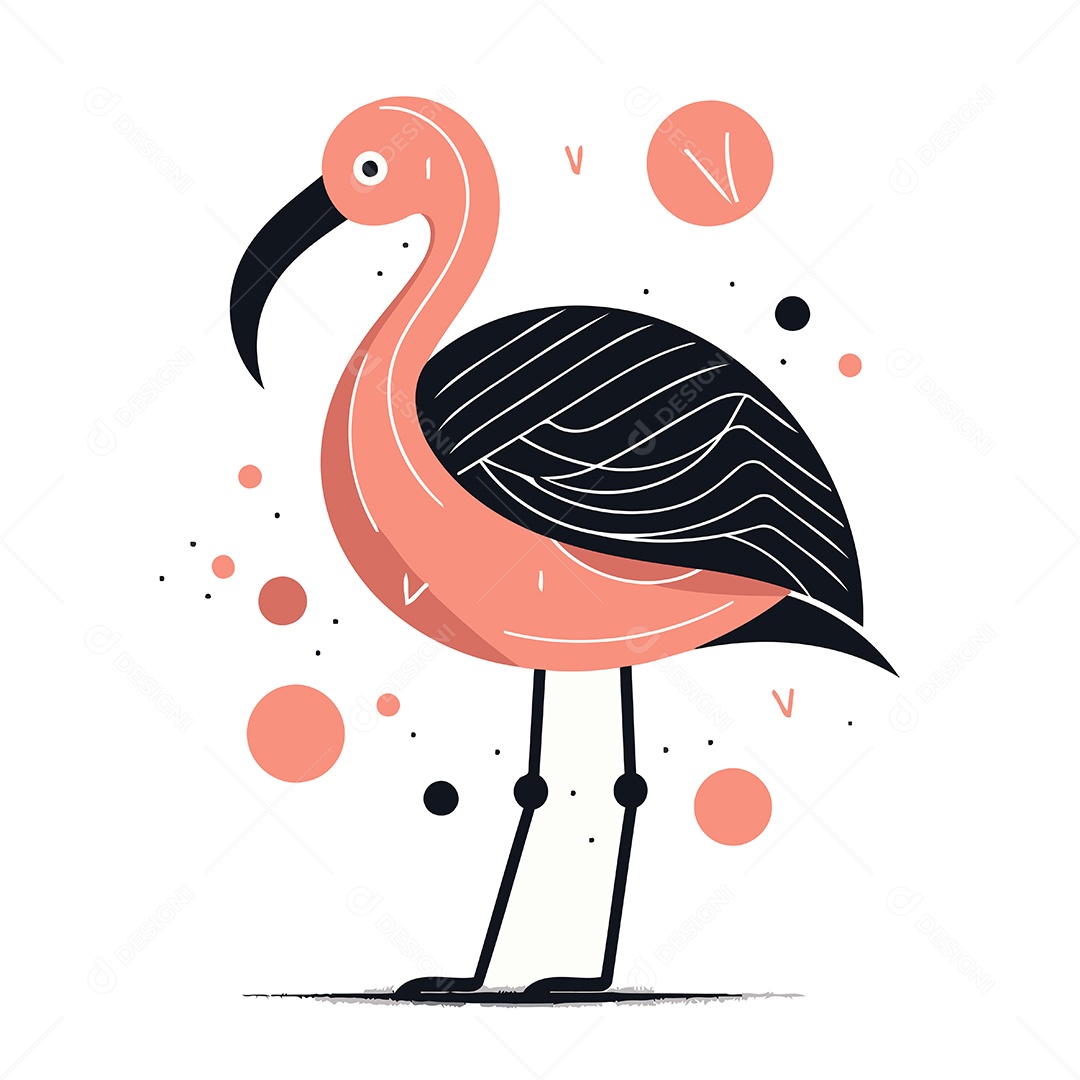 Flamingo de Desenho Animado Ilustração Vetor EPS
