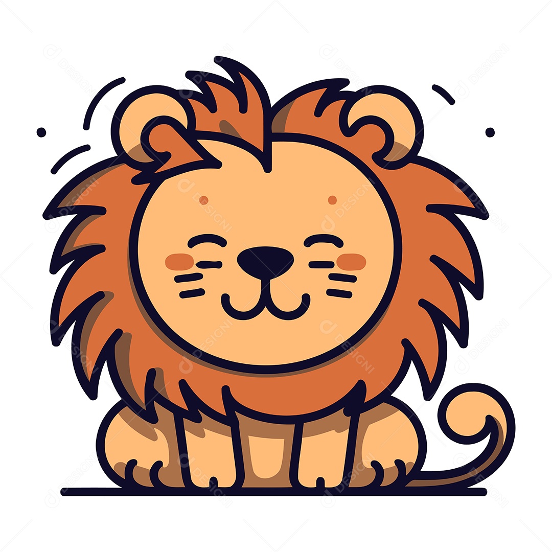 Leão Fofo de Desenho Animado Ilustração Vetor EPS