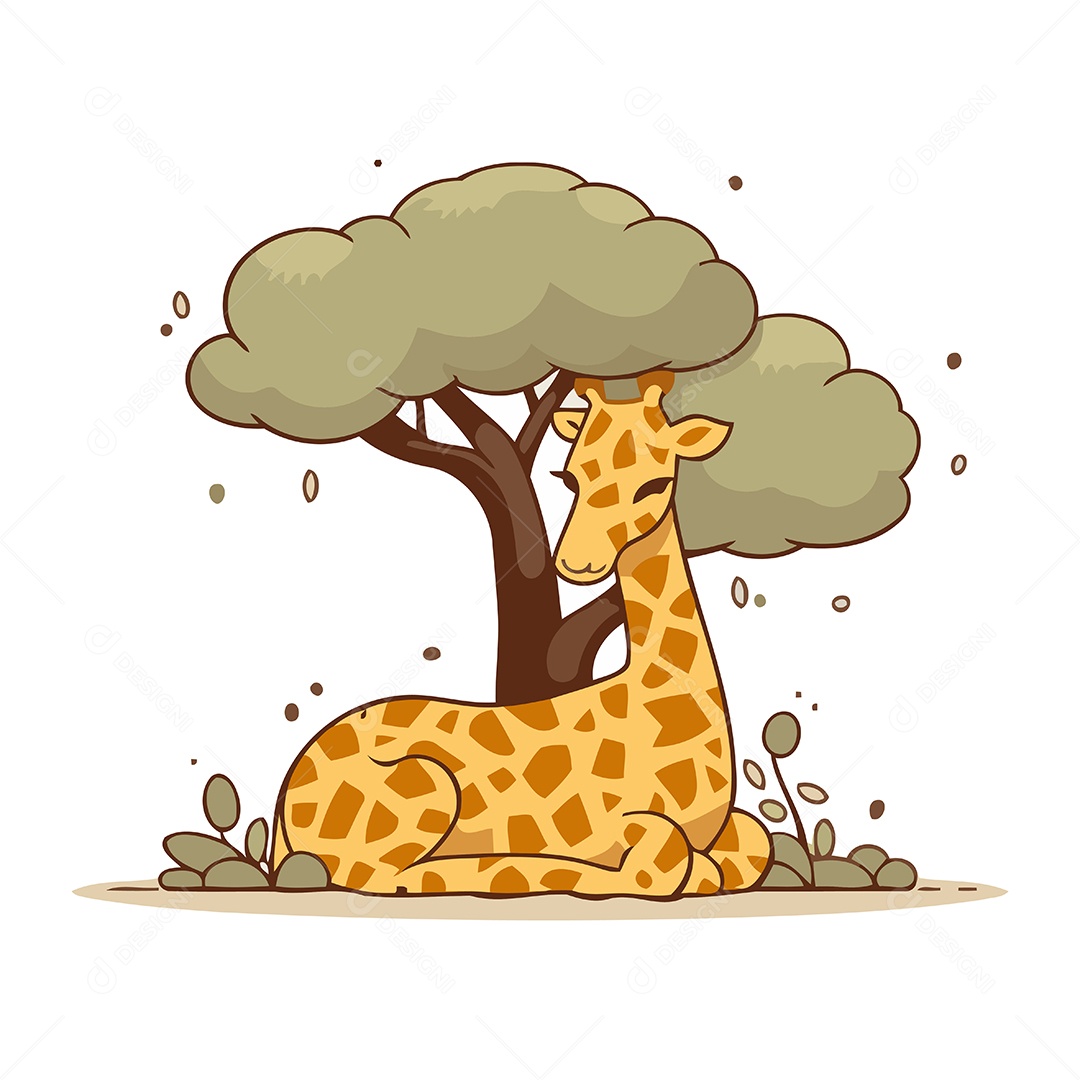 Girafa de Desenho Animado Ilustração Vetor EPS