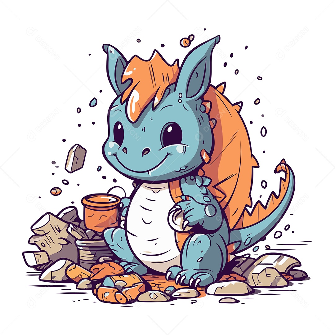 Dragão de Desenho Animado Ilustração Vetor EPS