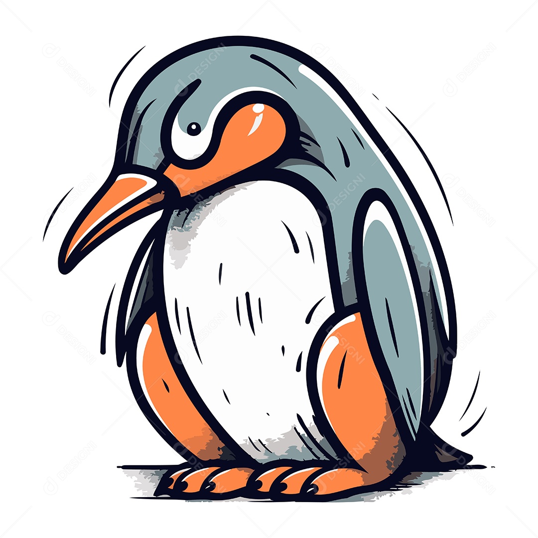 Pinguim de Desenho Animado Ilustração Vetor EPS