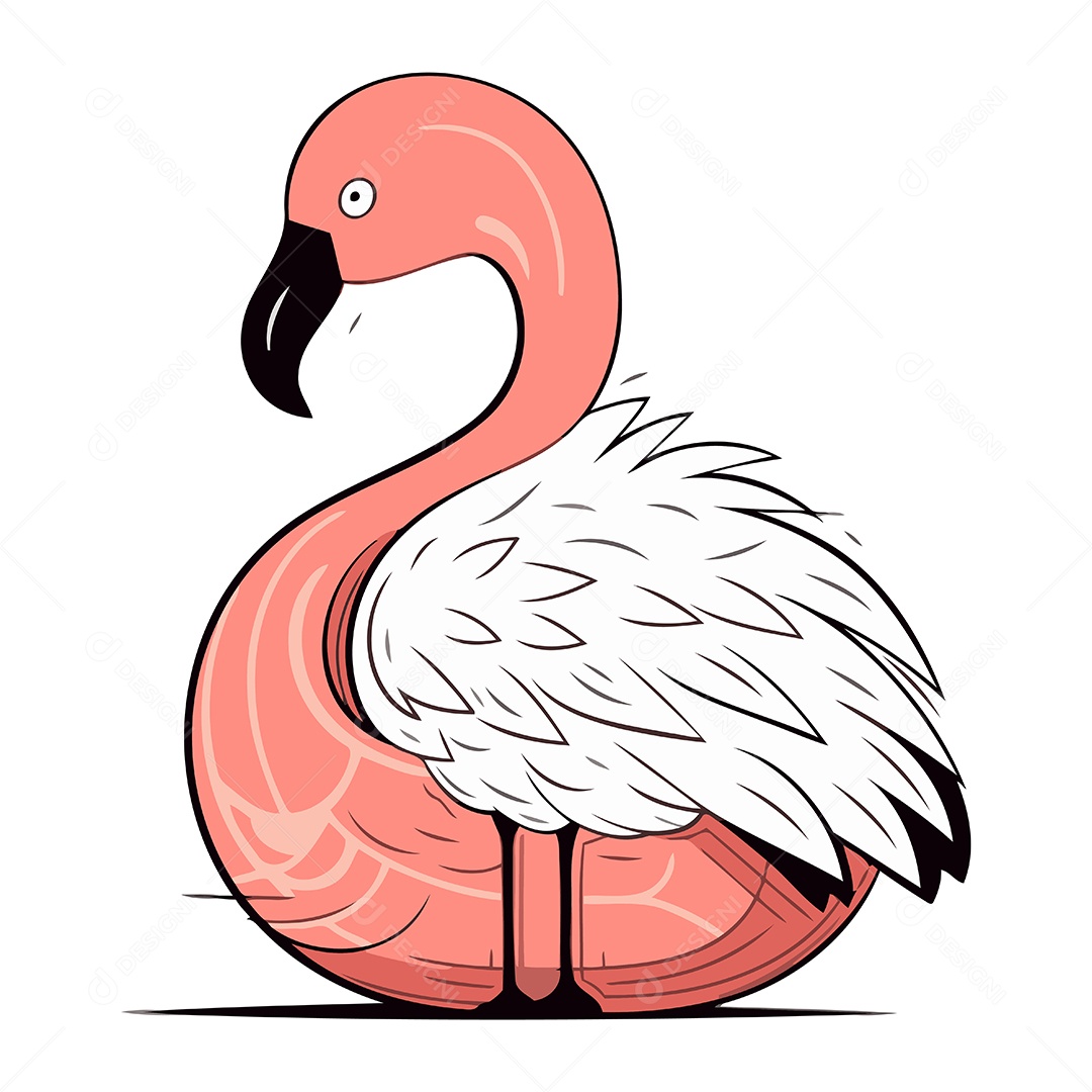 Flamingo de Desenho Animado Ilustração Vetor EPS