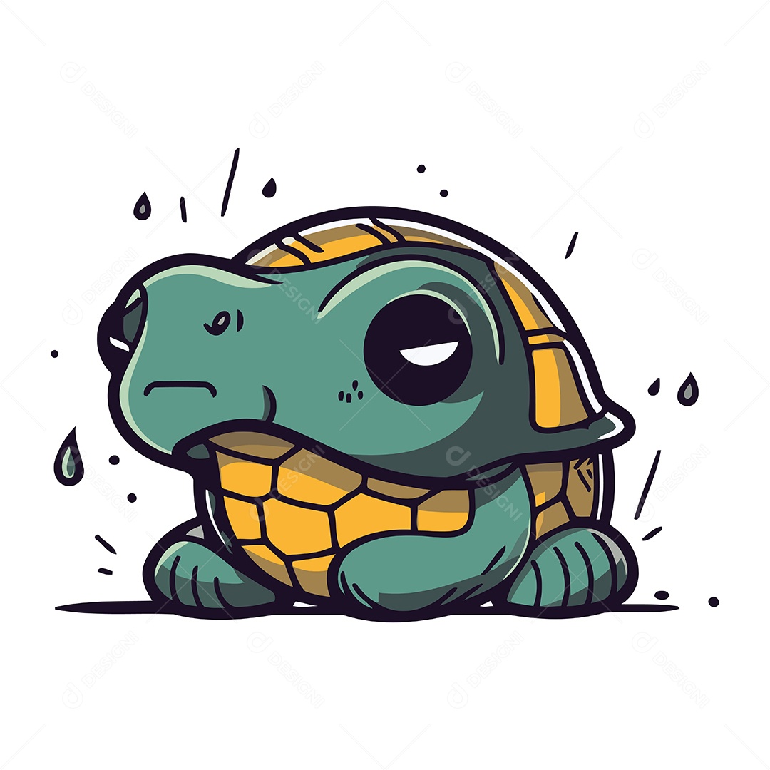 Tartaruga de Desenho Animado Ilustração Vetor EPS