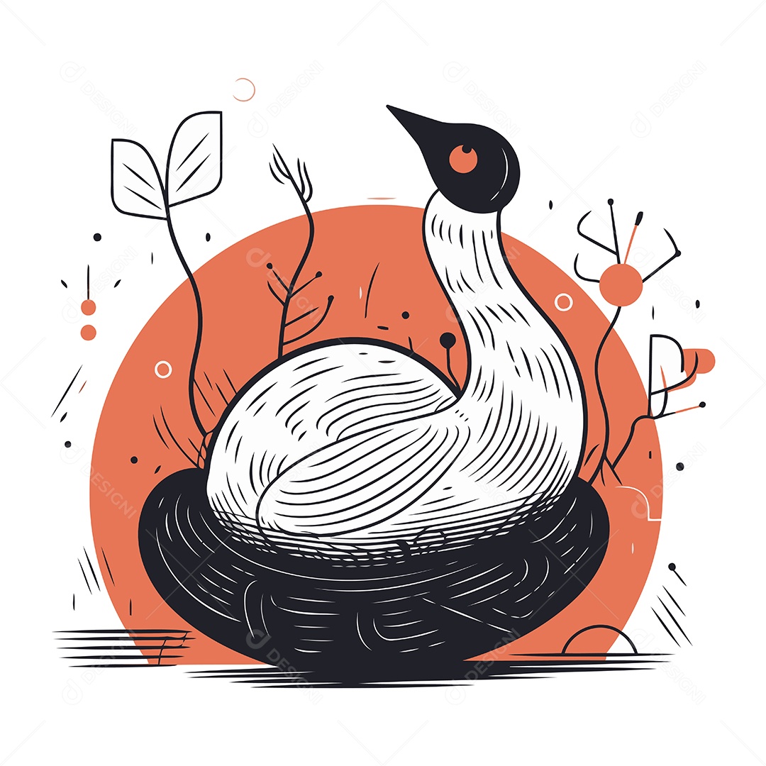 Cisne de Desenho Animado Ilustração Vetor EPS