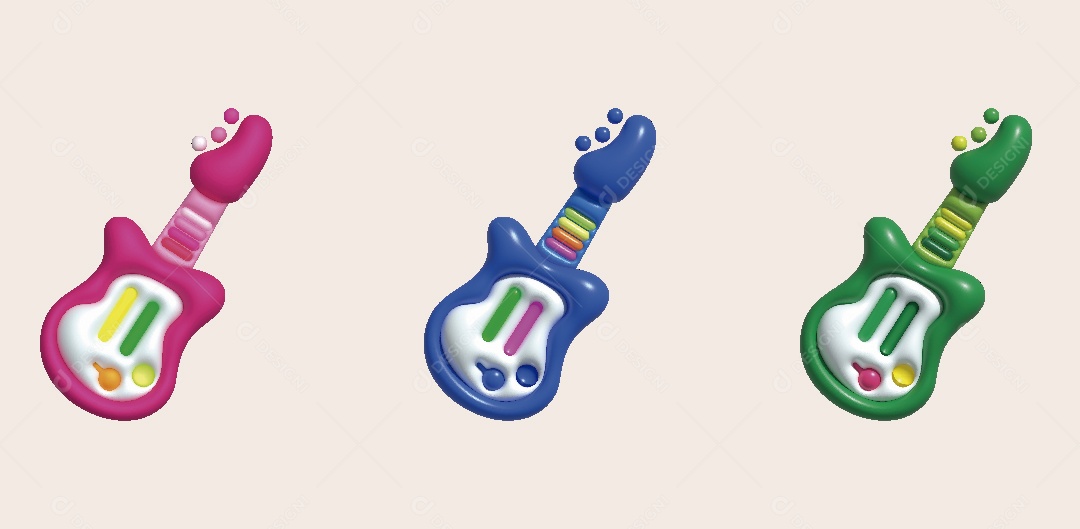 Guitarra de Brinquedo Ilustração 3D Vetor EPS