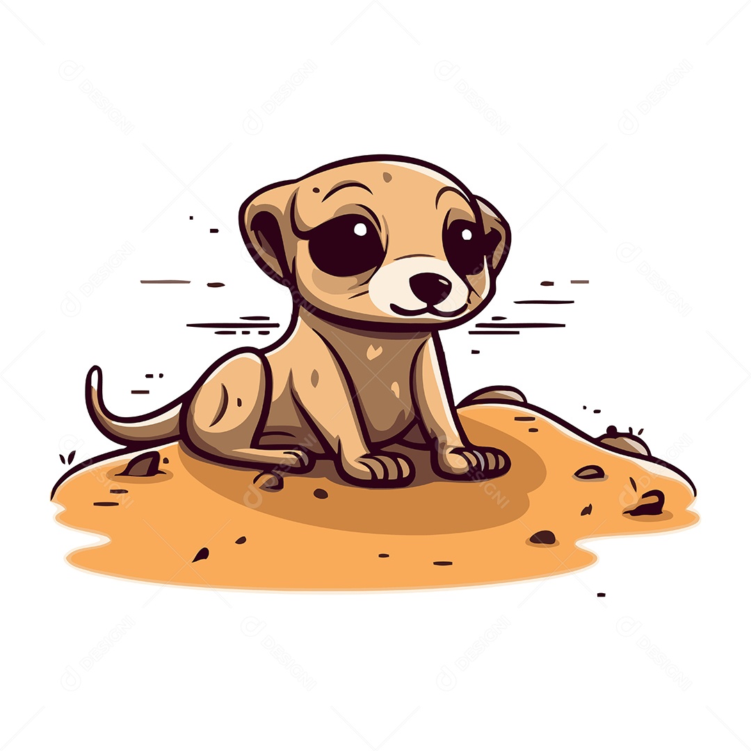 Suricato Fofo de Desenho Animado Ilustração Vetor EPS