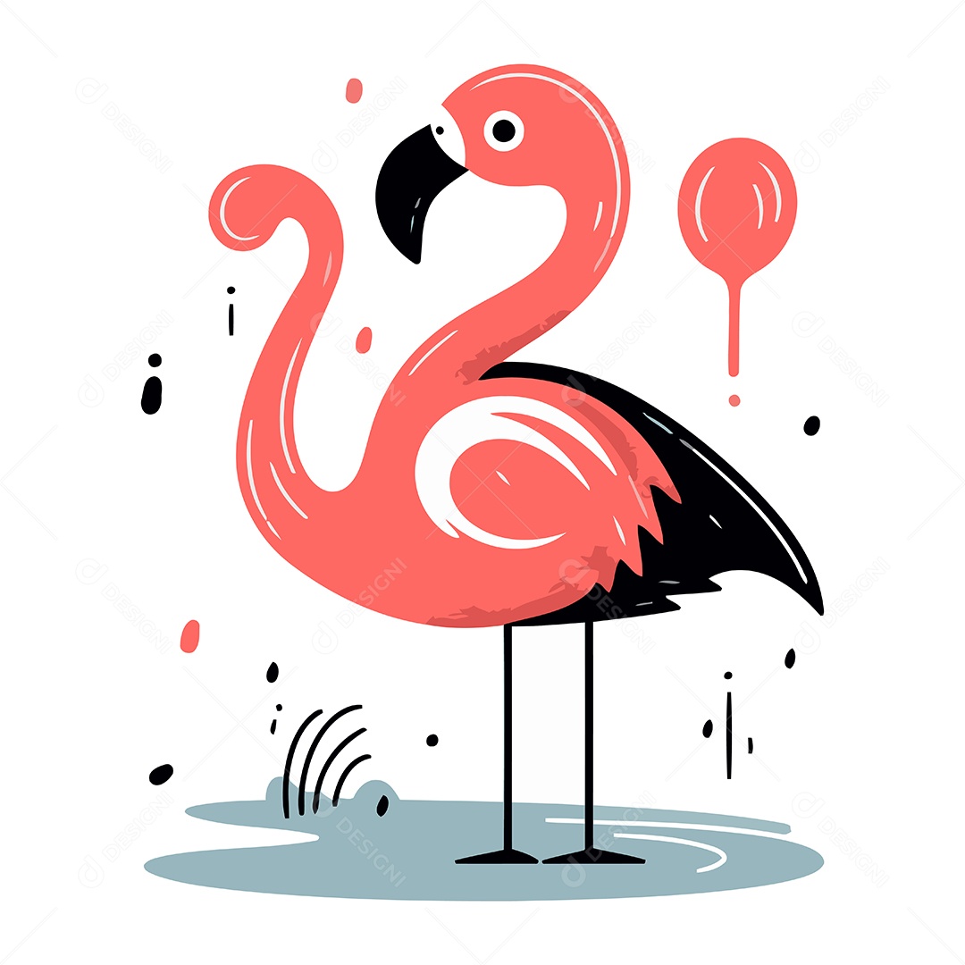 Flamingo de Desenho Animado Ilustração Vetor EPS