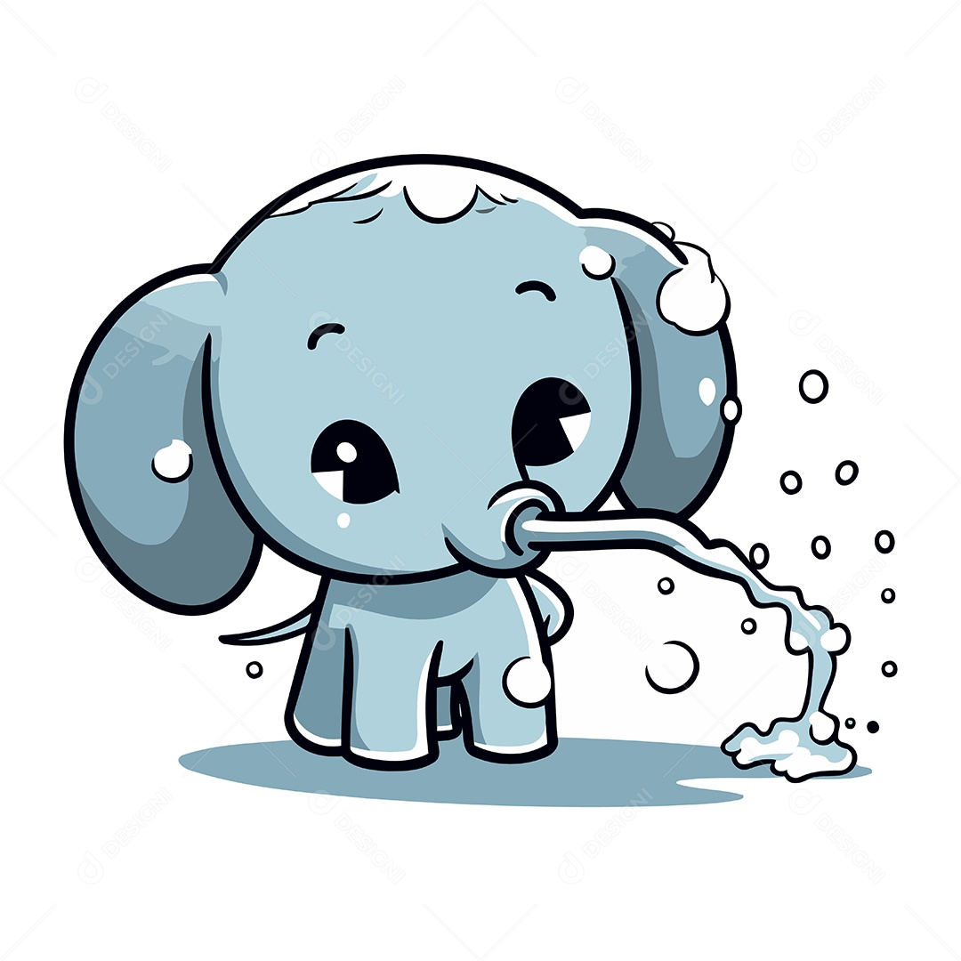 Elefante Fofo de Desenho Animado Ilustração Vetor EPS