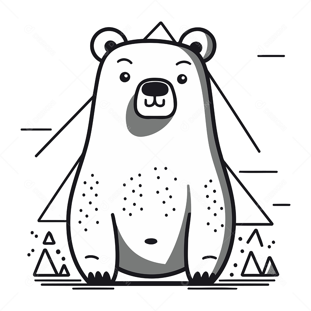 Urso Polar Fofo de Desenho Animado Ilustração Vetor EPS
