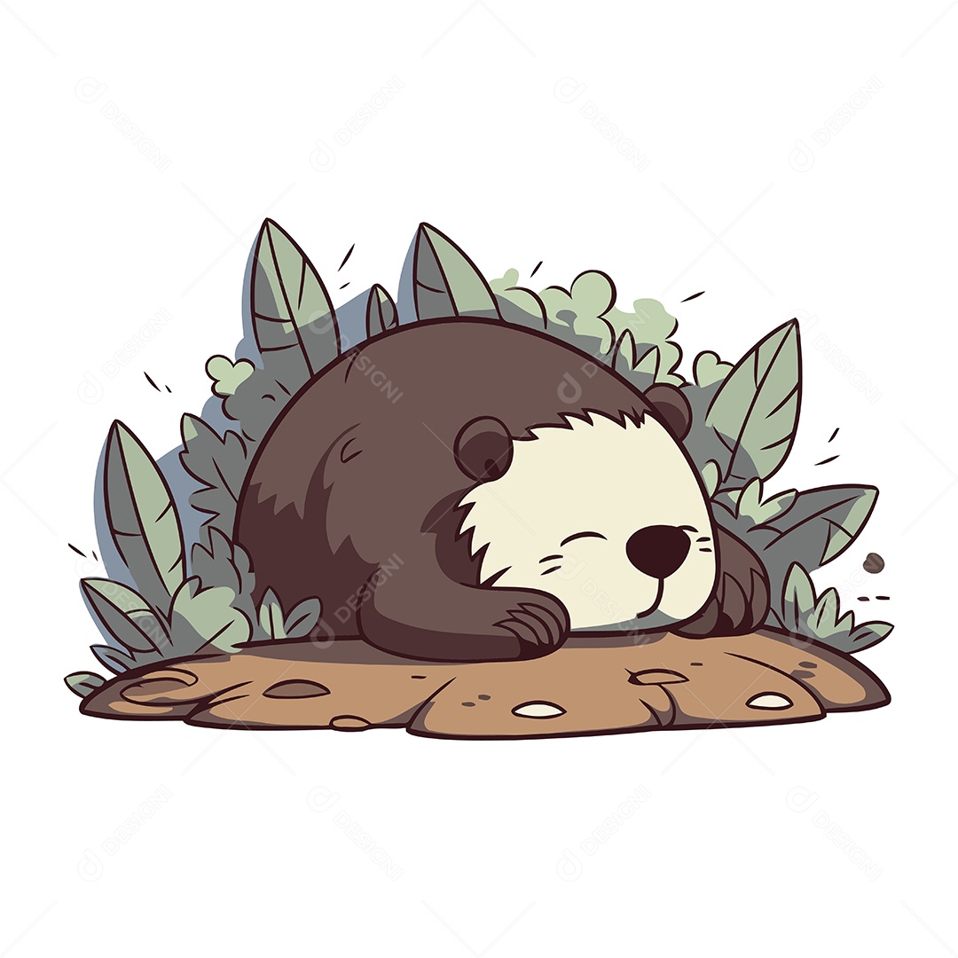 Castor Fofo de Desenho Animado Ilustração Vetor EPS