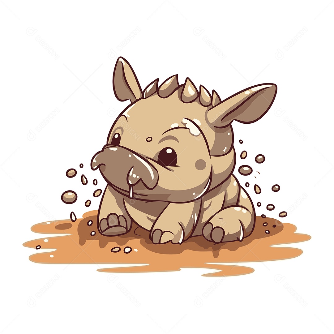 Rinoceronte Bebê Desenho Animado Ilustração Vetor EPS
